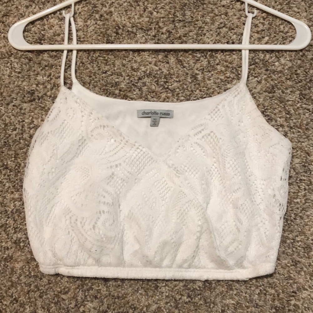 White lace crop top.